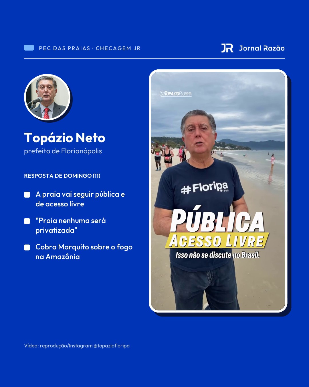 Topázio Neto responde: praia nenhuma será privatizada