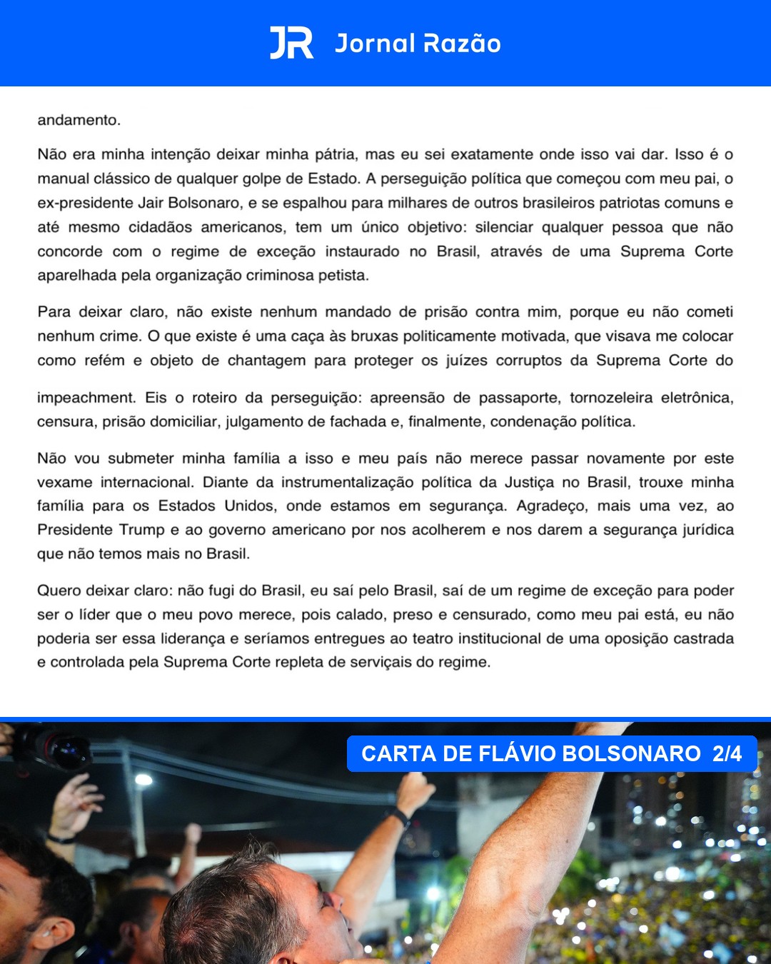 Carta de Flávio Bolsonaro, parte 2 de 4