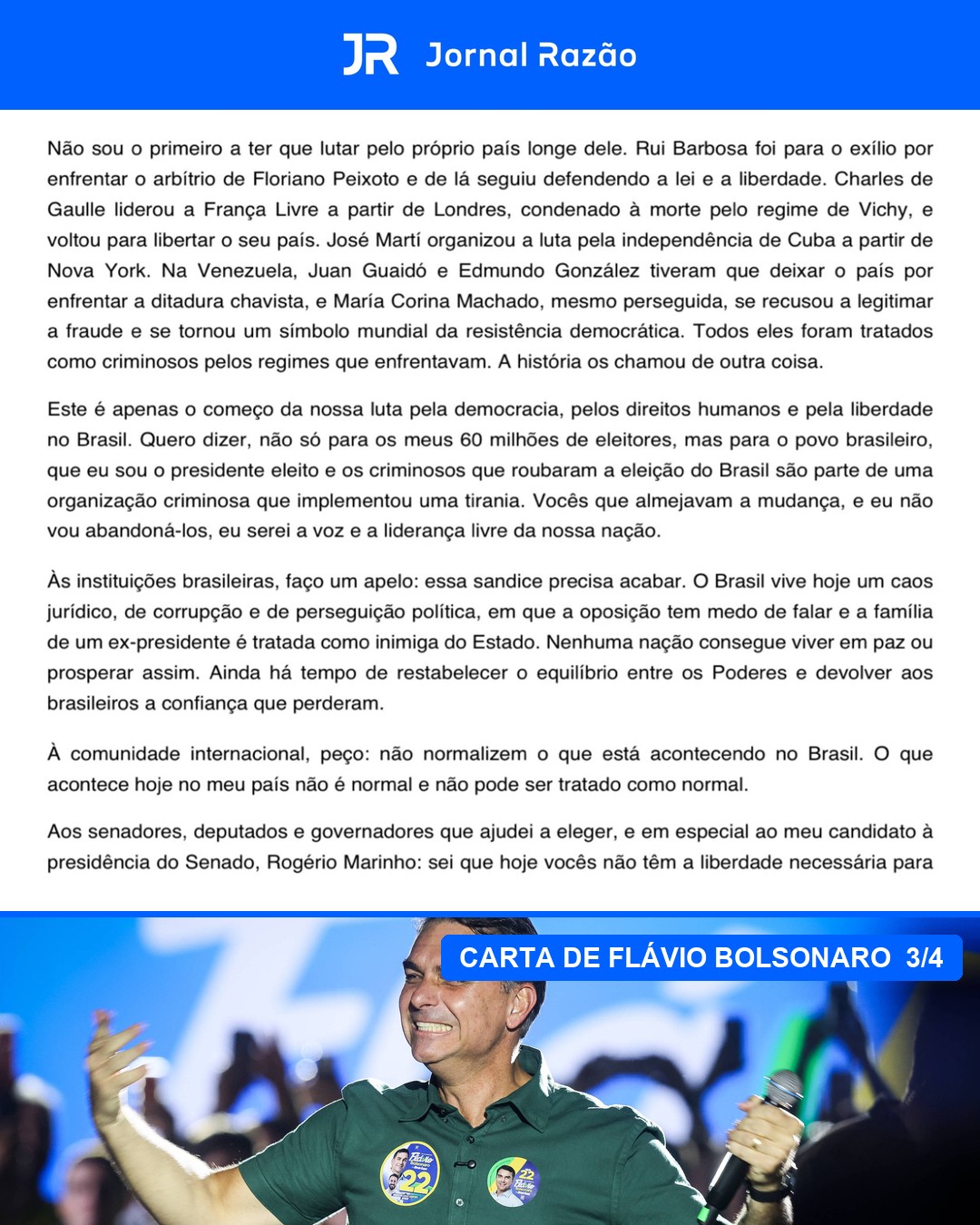 Carta de Flávio Bolsonaro, parte 3 de 4