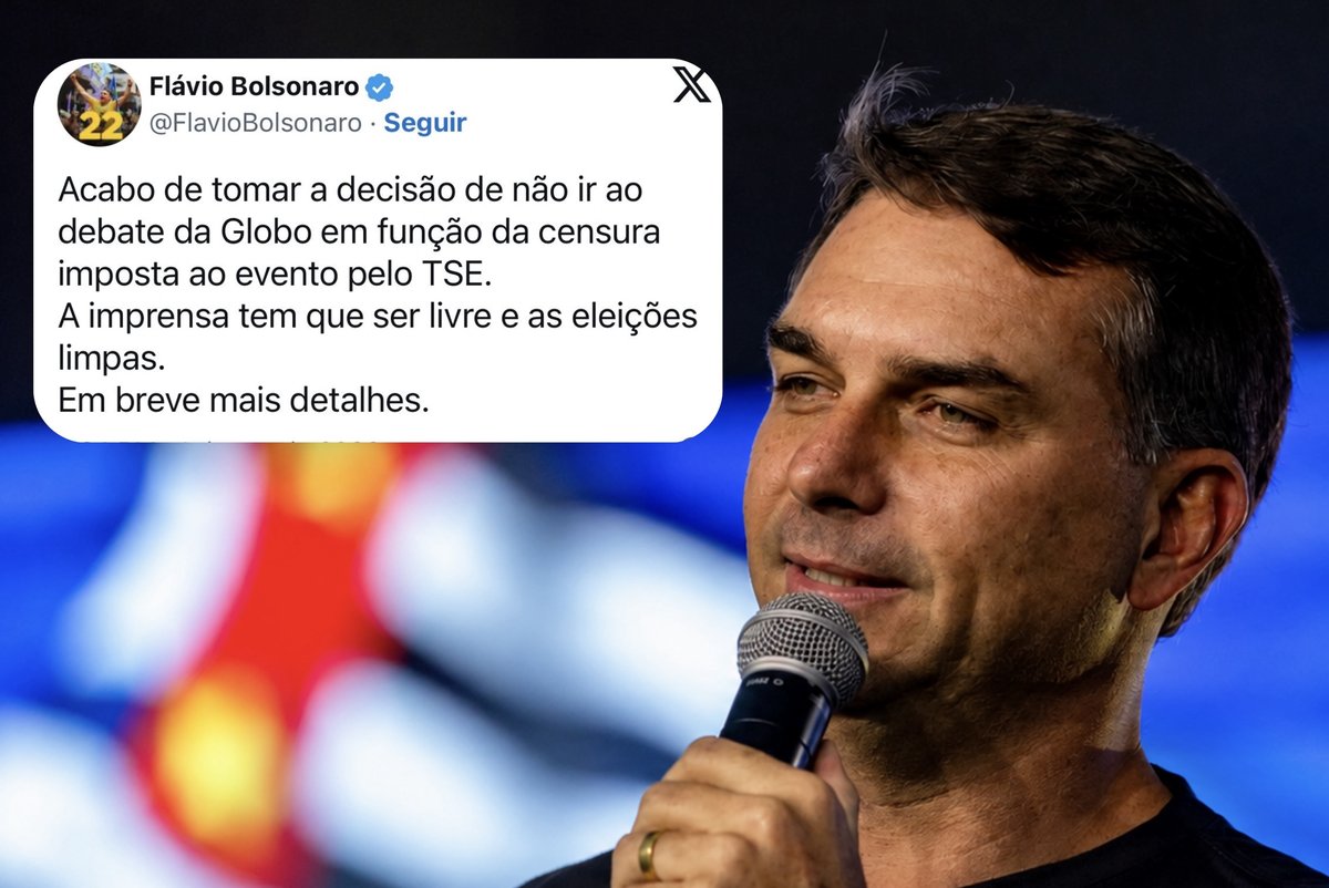 Flávio acompanha Lula e desiste do debate da Globo depois que TSE barrou púlpito vazio do petista