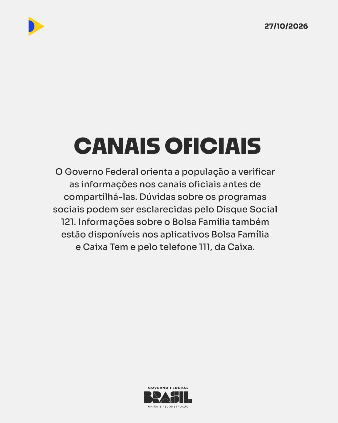Canais oficiais indicados pelo governo para tirar dúvidas sobre os programas