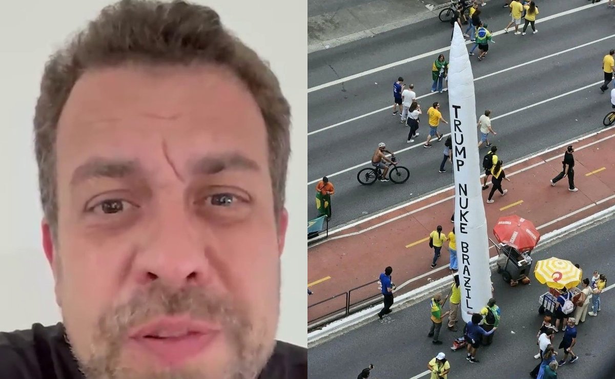 Grupo surge do nada na Paulista, posa com inflável pedindo bomba no Brasil, some e esquerda reage: “um absurdo”