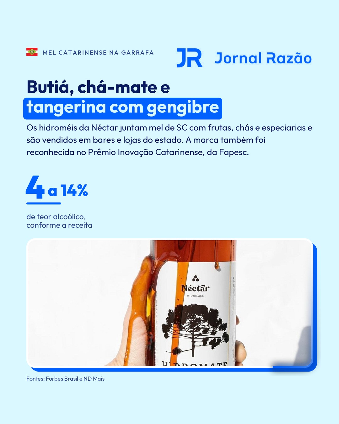 Os hidroméis da Néctar levam mel catarinense com butiá, chá-mate e tangerina com gengibre