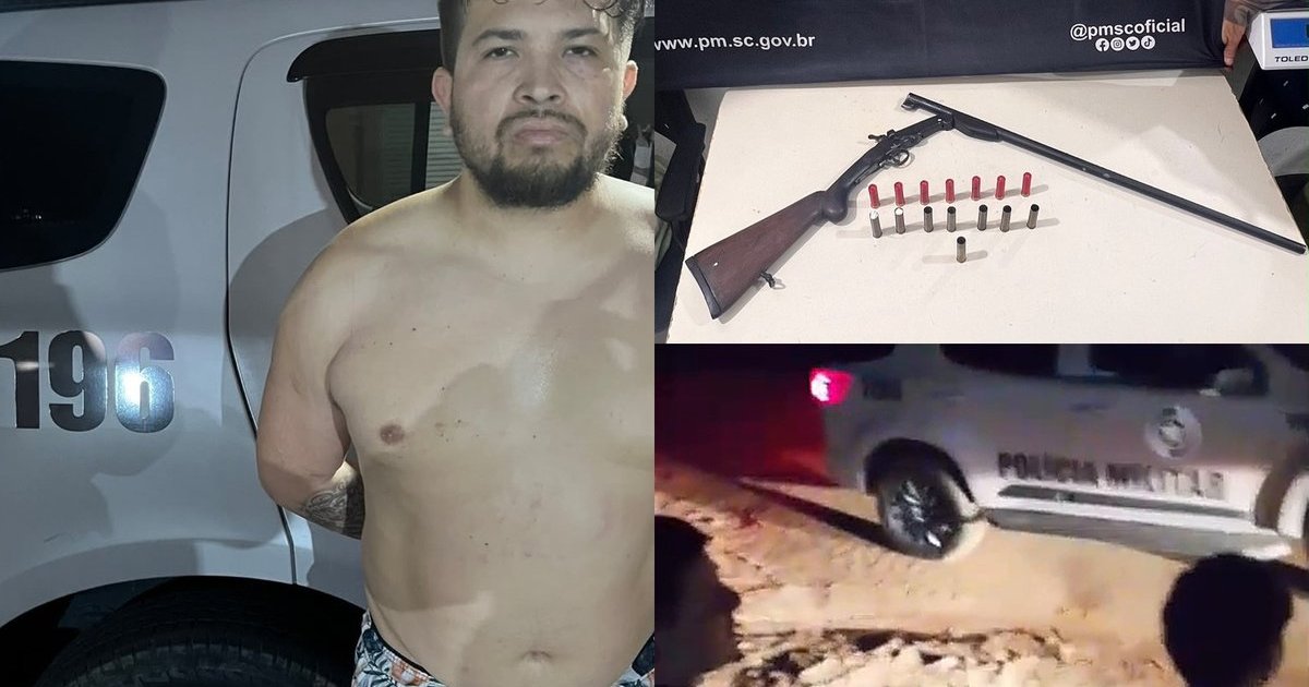 Homem acusado de apontar revólver para crianças diz que a arma sumiu e é preso com espingarda em Canelinha