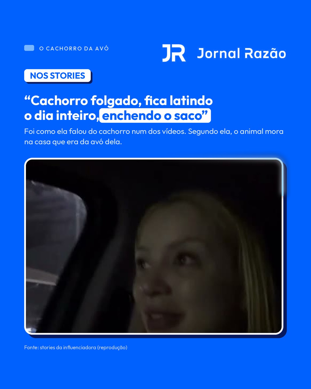 “Cachorro folgado, fica latindo o dia inteiro, enchendo o saco”, disse ela num dos vídeos