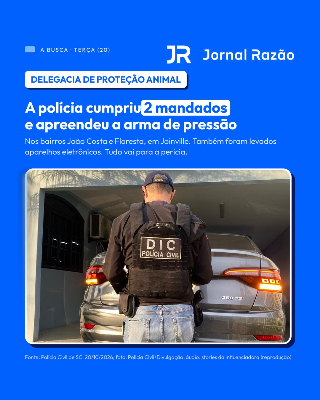 A Polícia Civil cumpriu dois mandados e apreendeu uma arma de pressão