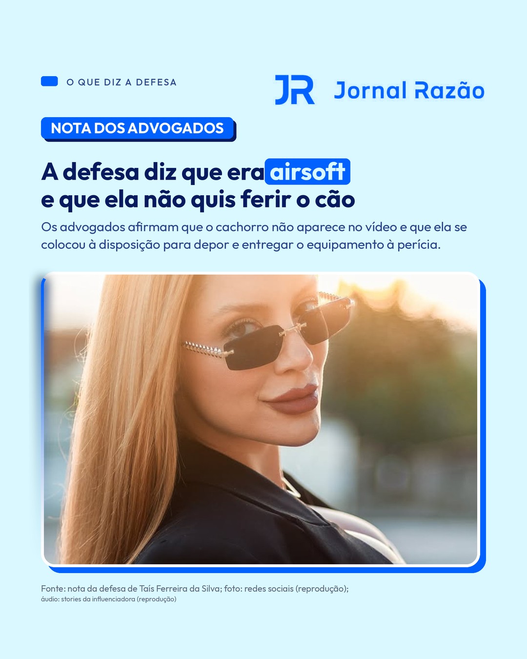 A defesa diz que era airsoft e que ela não quis ferir o cão