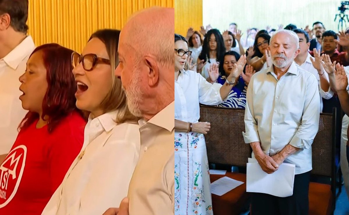 Janja solta a voz em missa e convidados estendem as mãos em direção a Lula a 13 dias do 2º turno