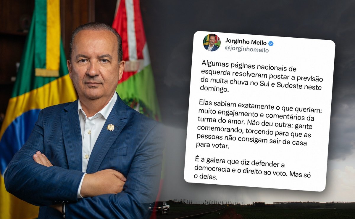 Jorginho detona esquerda que comemora previsão de chuva no Sul: “Direito ao voto, mas só o deles”