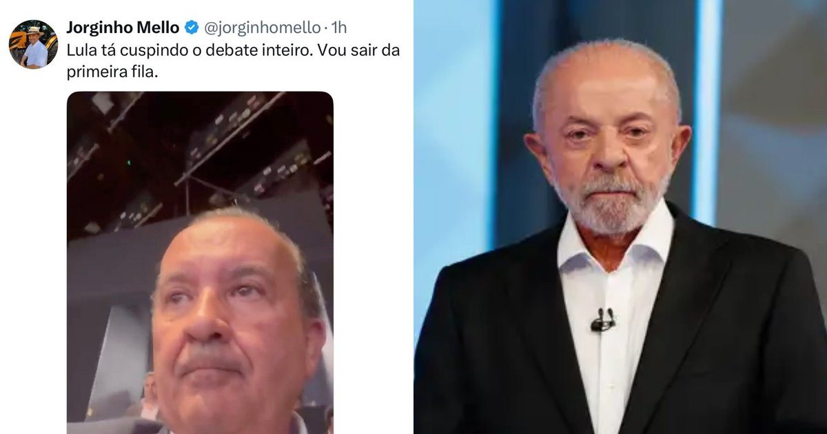Jorginho Mello ironiza Lula na plateia da Globo: “Tá cuspindo o debate inteiro. Vou sair da primeira fila”