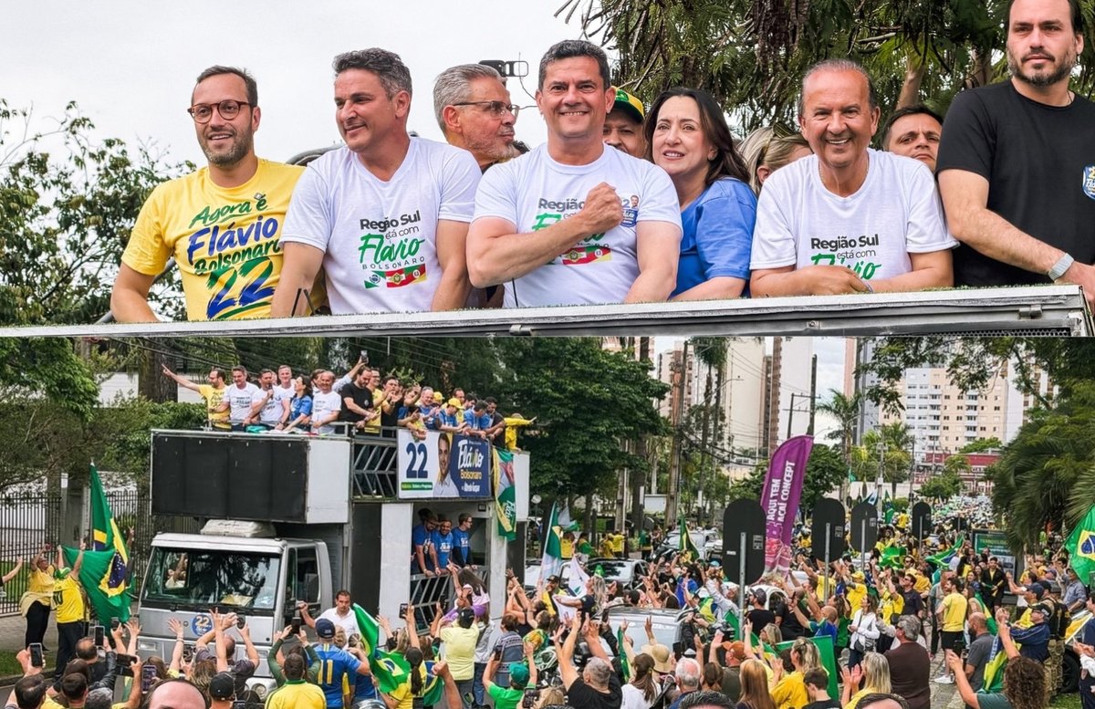 Jorginho, Moro e Zucco saem da PF onde Lula ficou preso em carreata por Flávio Bolsonaro em Curitiba