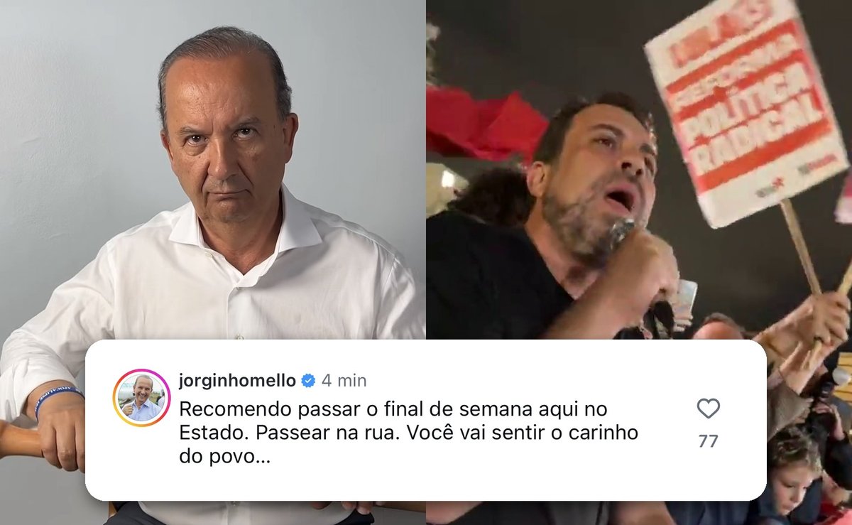Jorginho reage a Boulos e lança desafio: “Recomendo passar o final de semana aqui no Estado”