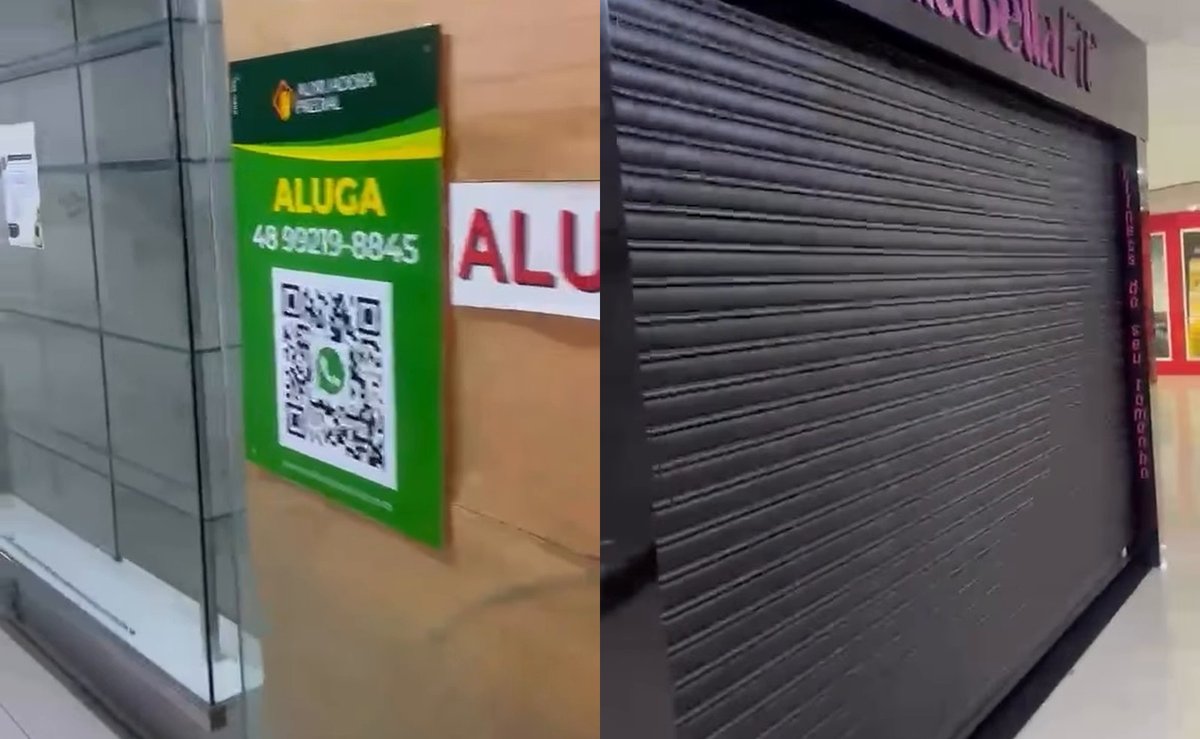 “Tudo fechado”: homem filma corredores de lojas vazias no Centro Comercial ARS, em Florianópolis