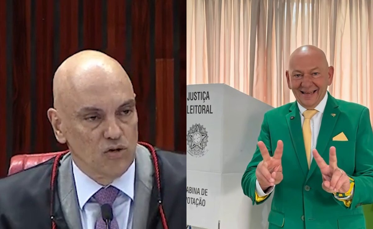 Chamado de “verde-periquito” por Moraes, Luciano Hang vota de terno verde e mostra o look em Brusque