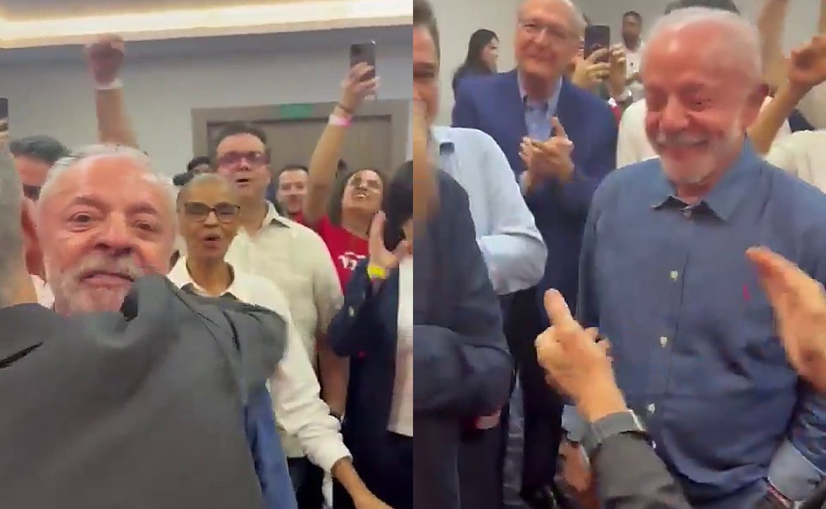 Emocionado, Lula abraça aliados e é aplaudido ao comemorar a virada sobre Flávio Bolsonaro na apuração