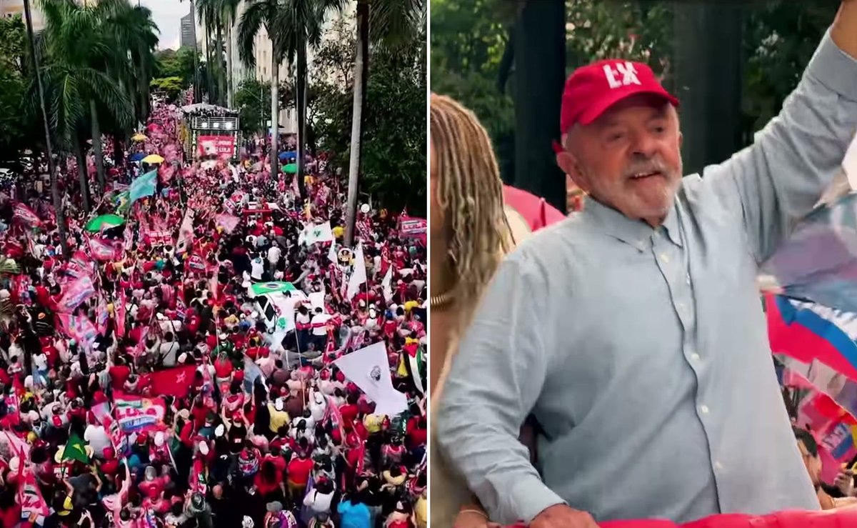 Lula também leva grande público às ruas de Minas Gerais no mesmo dia em que Flávio está no estado