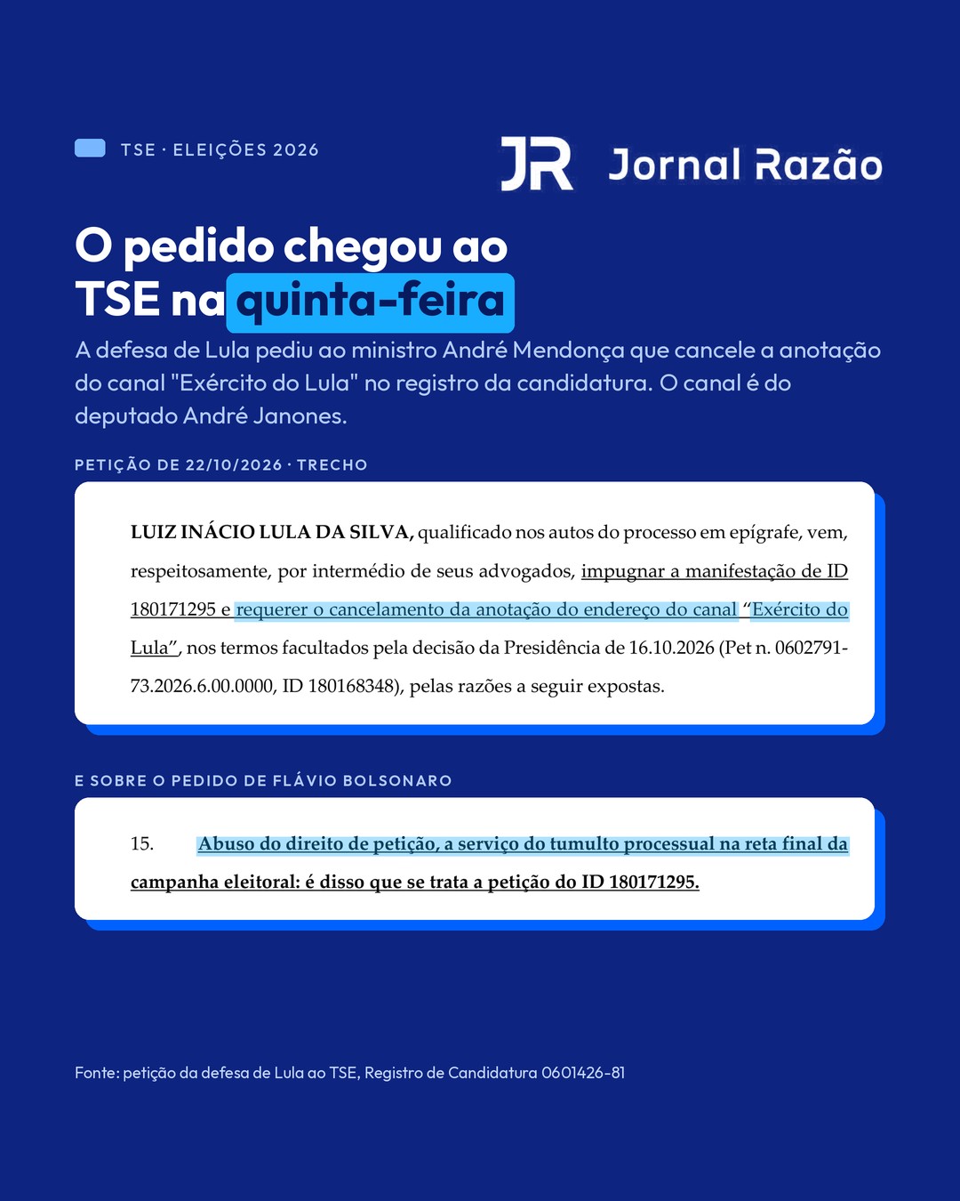 Petição da defesa de Lula ao ministro André Mendonça, do TSE