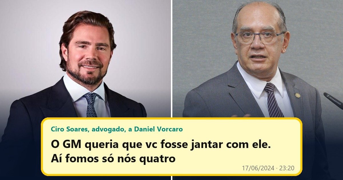 Mensagens do celular de Vorcaro citam jantar na casa de Gilmar Mendes: “GM queria”, diz advogado