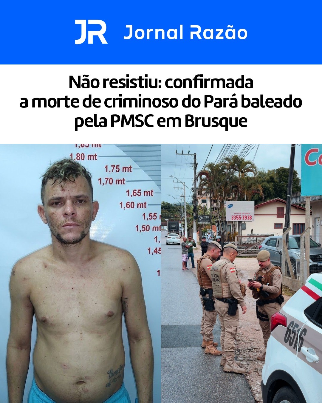 Policiais militares na rua da ocorrência