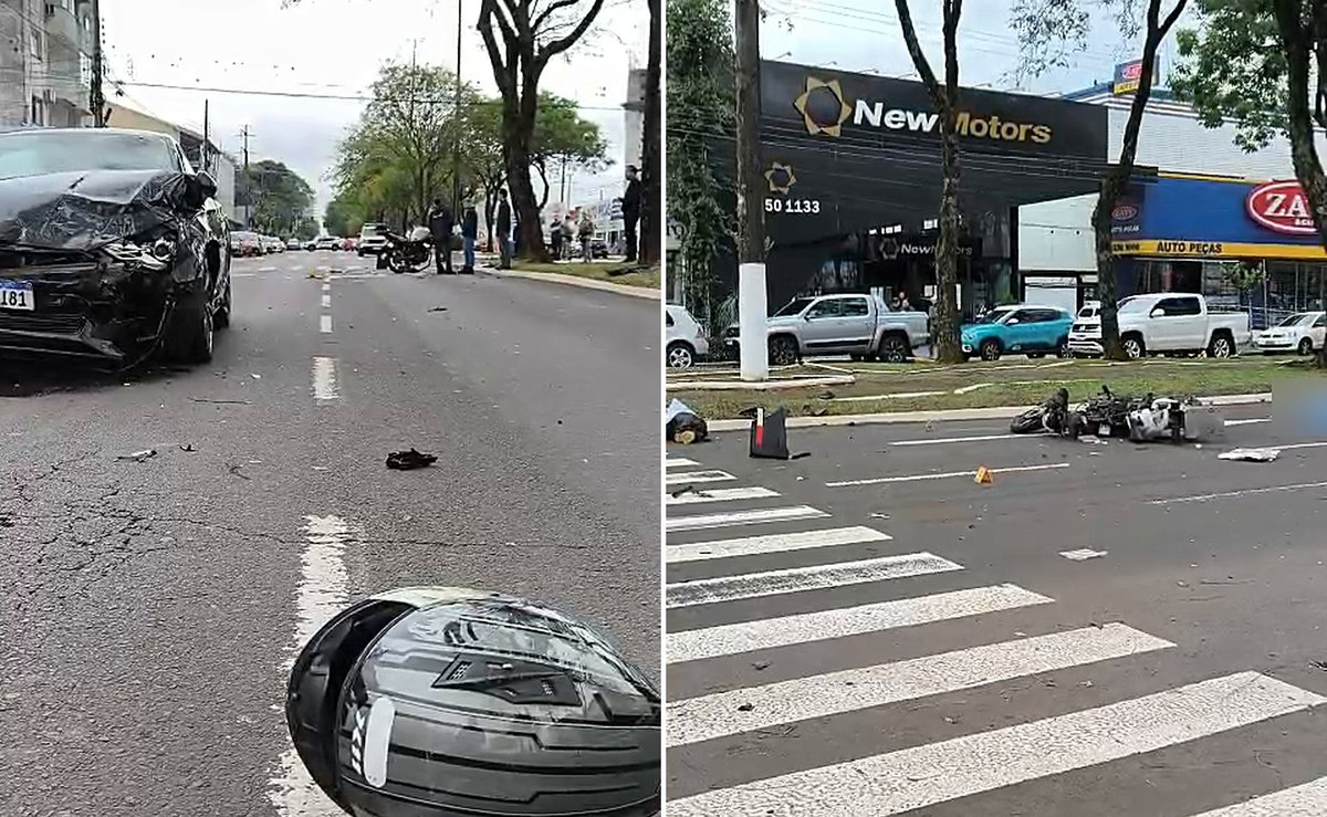 Motoboy morre em grave acidente com Audi na Avenida Getúlio Vargas, em Chapecó