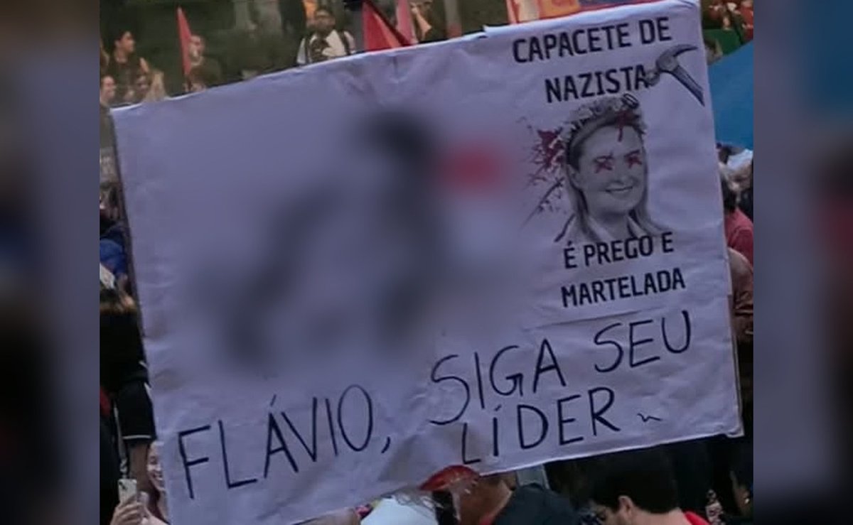 Ódio do bem? Ato por Lula em SC defende martelada em Júlia Zanatta e morte de Flávio Bolsonaro