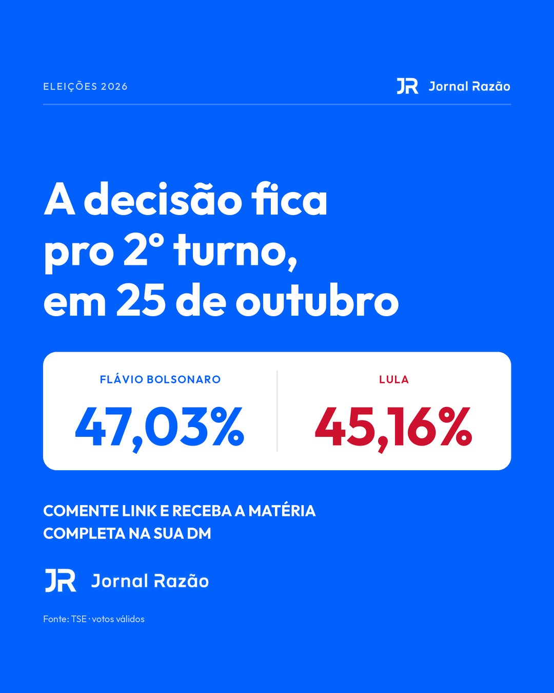 2º turno em 25 de outubro