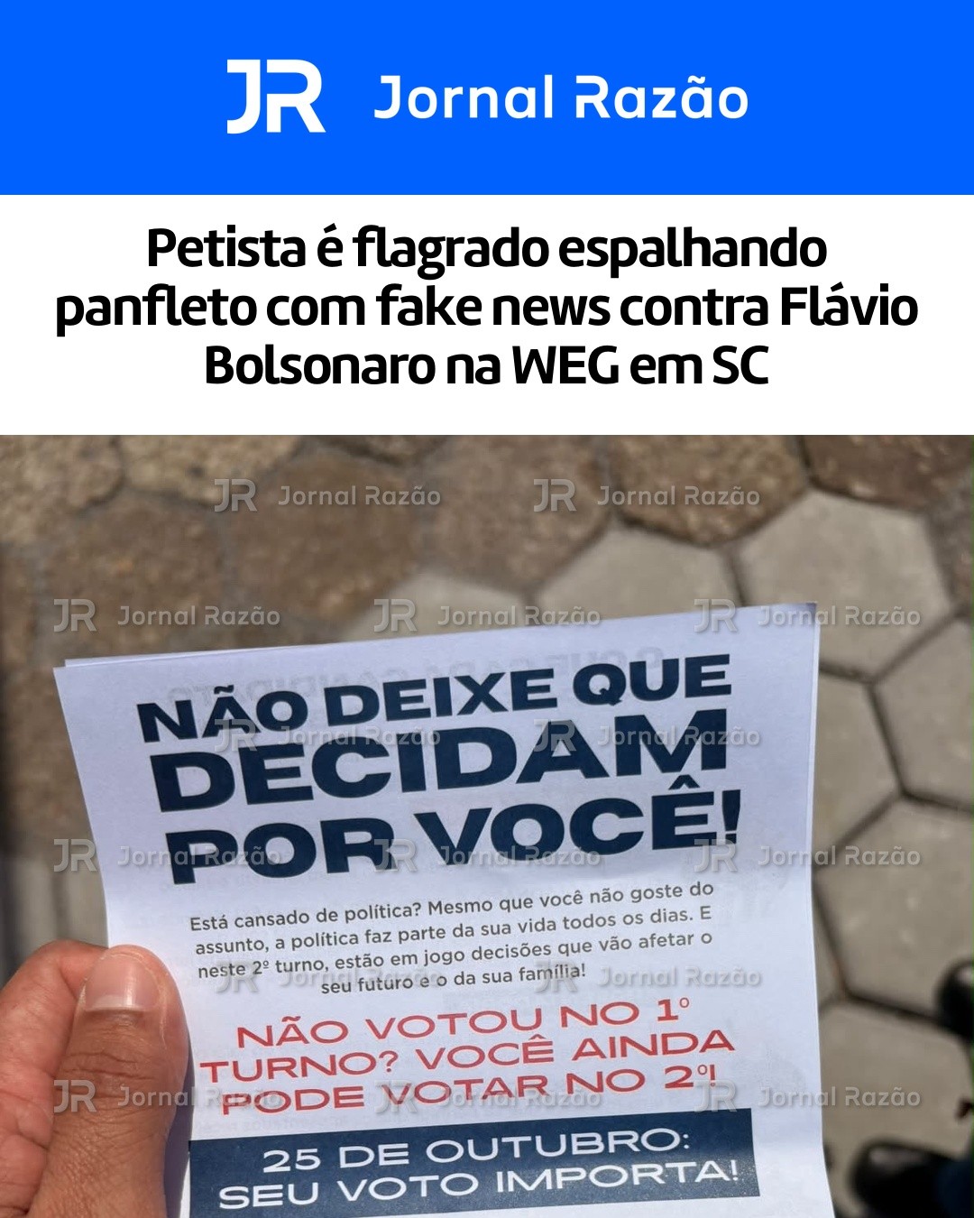Na outra face, o panfleto lembra a data do segundo turno