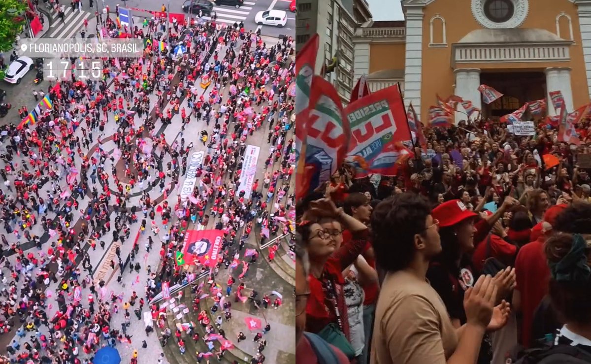 Petistas voltam às ruas de Florianópolis em apoio à reeleição de Lula para o 4º mandato