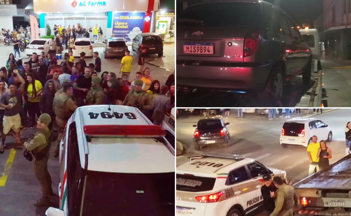“Só tão guinchando moto vermelha”: PM cerca posto e recolhe veículos após manobras perigosas em SC