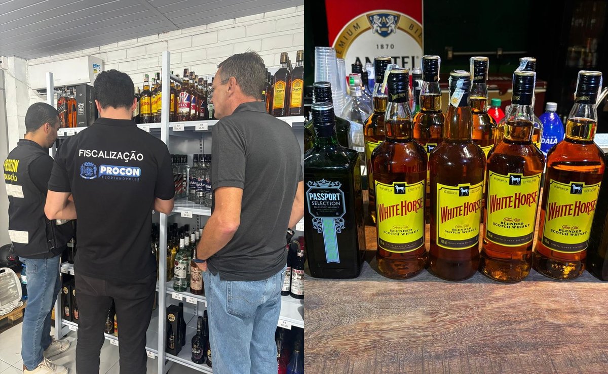 Fiscais do Procon acham bebida falsificada e vencida à venda e apreendem mais de 200 garrafas em Florianópolis