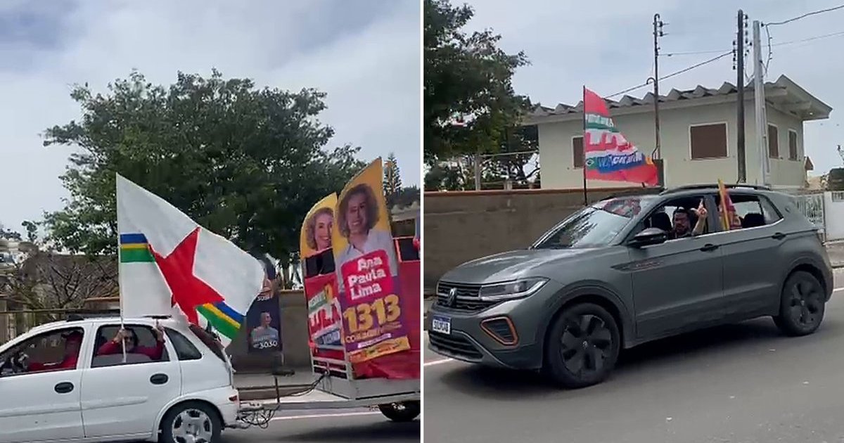 PT faz carreata com “13 + 3” carros em Penha, no Litoral de Santa Catarina