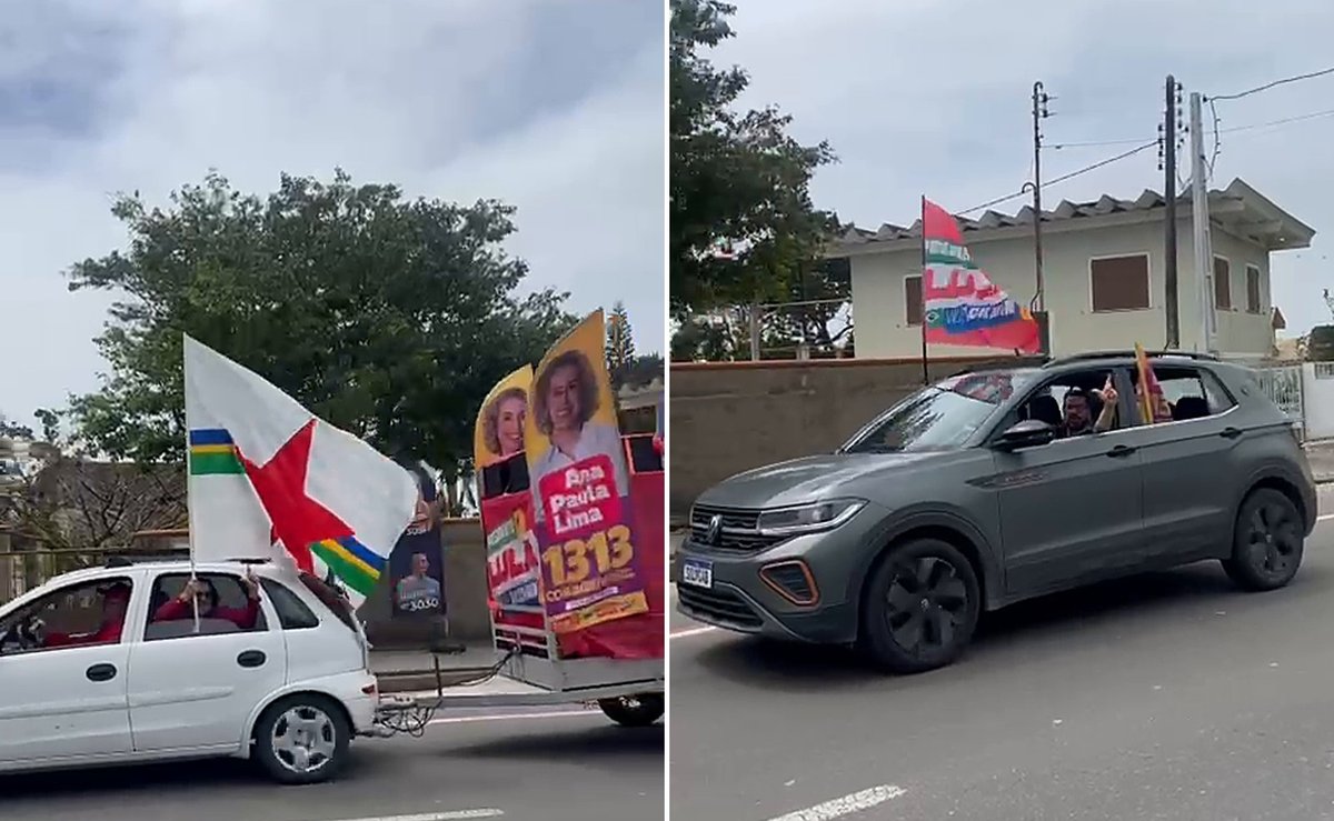 PT faz carreata com “13 + 3” carros em Penha, no Litoral de Santa Catarina
