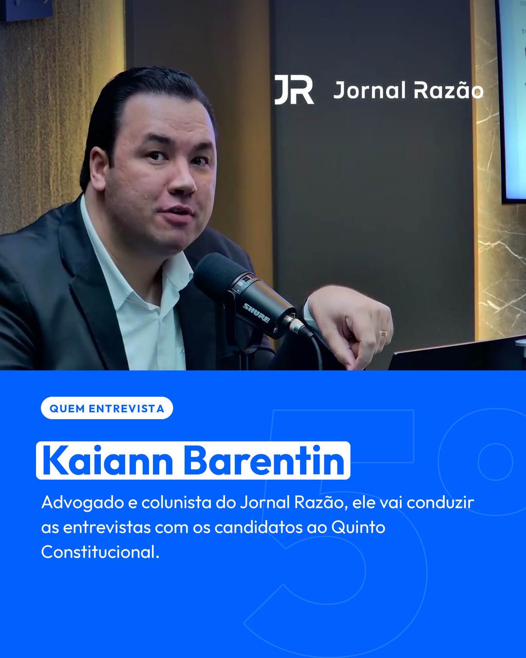 Kaiann Barentin, advogado e colunista do JR, conduz as entrevistas