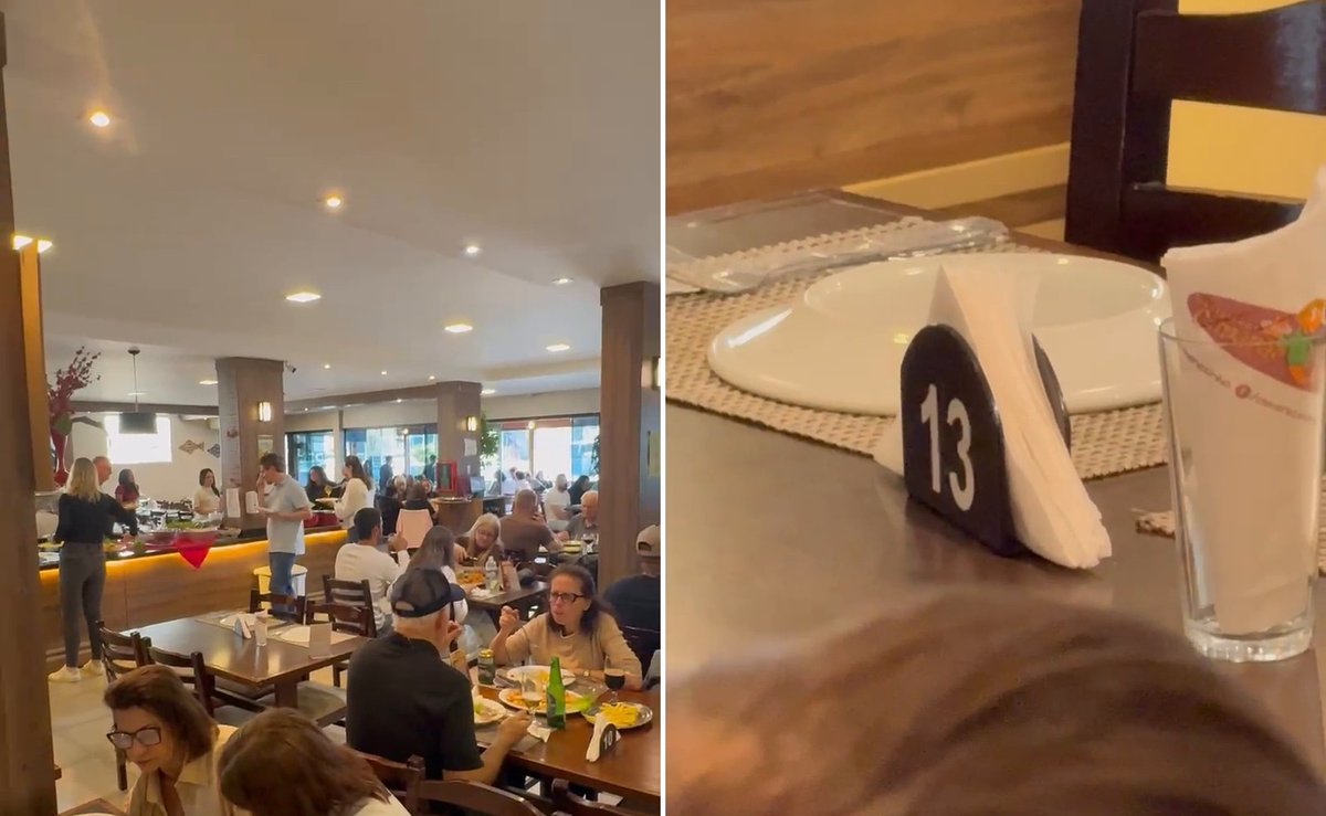 “Olha lá a única mesa”: restaurante lotado e com fila tem só a mesa 13 vazia em SC
