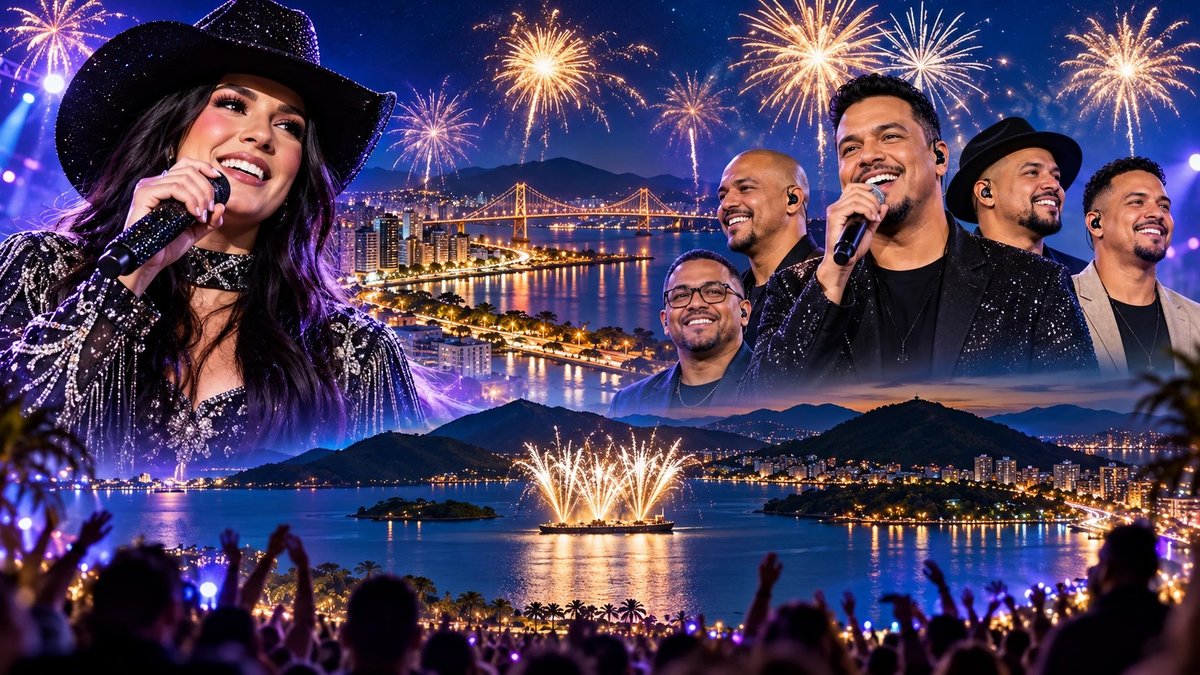 Boiadeira na Beira-Mar e pagode no Continente: Ana Castela e Sorriso Maroto na virada em Florianópolis