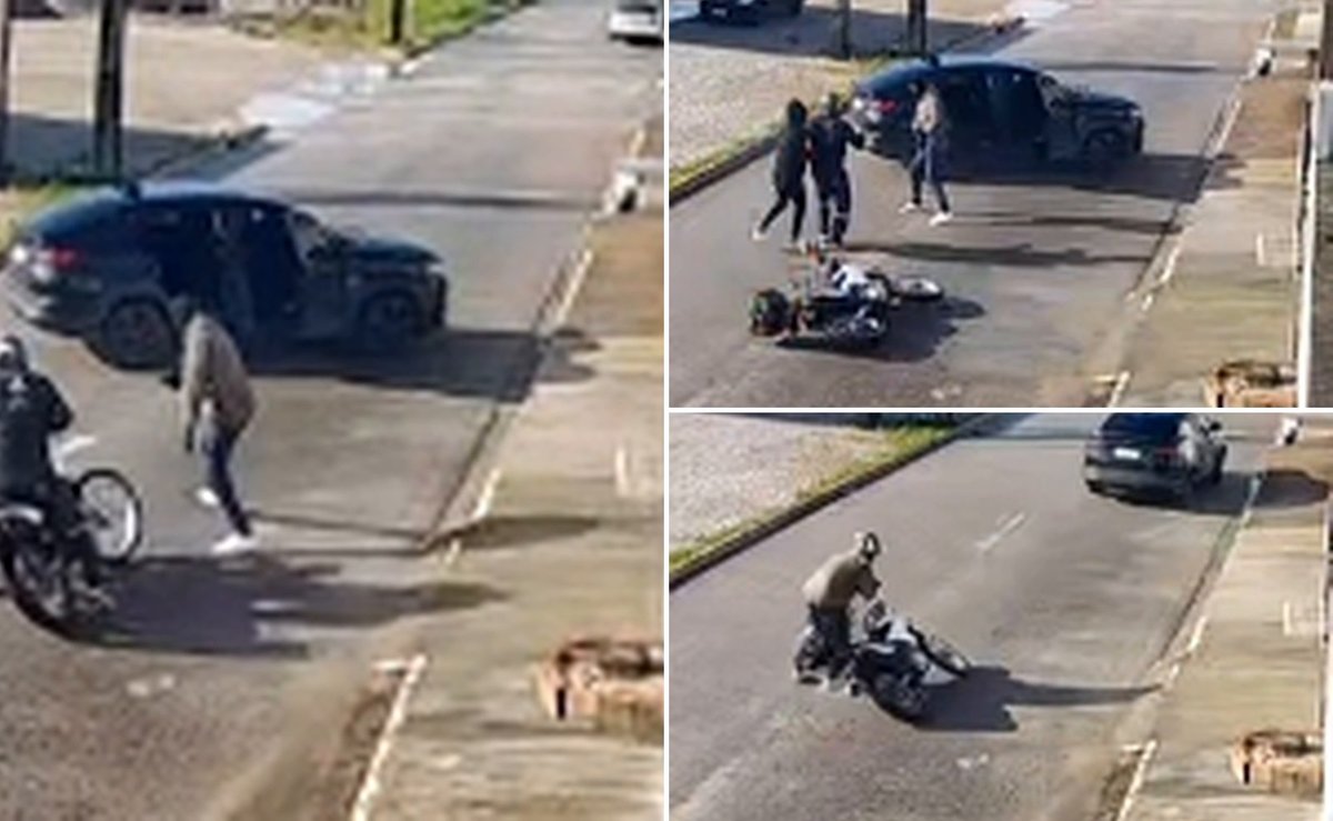 Criminosos derrubam homem de moto, arrastam vítima para SUV e fogem em sequestro em Itajaí