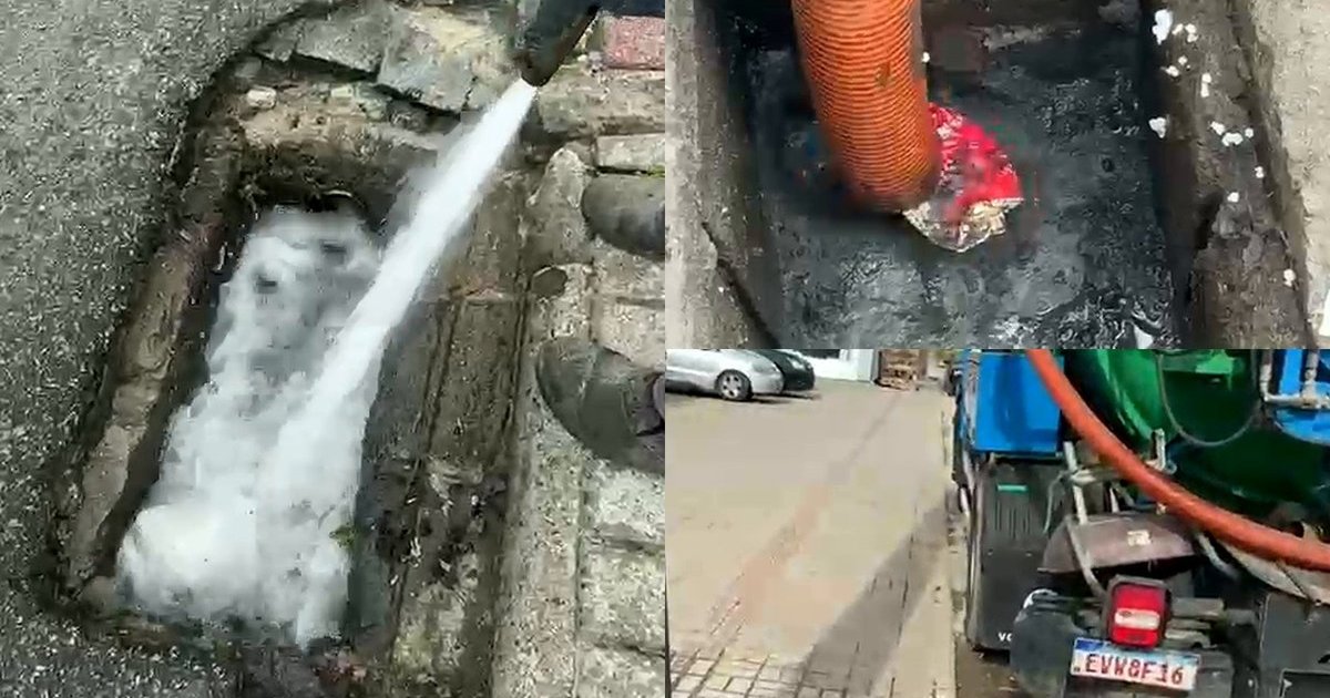 Vídeo mostra hidrojato sugando lixo de bocas de lobo em Tijucas; caminhão passou por 40 ruas