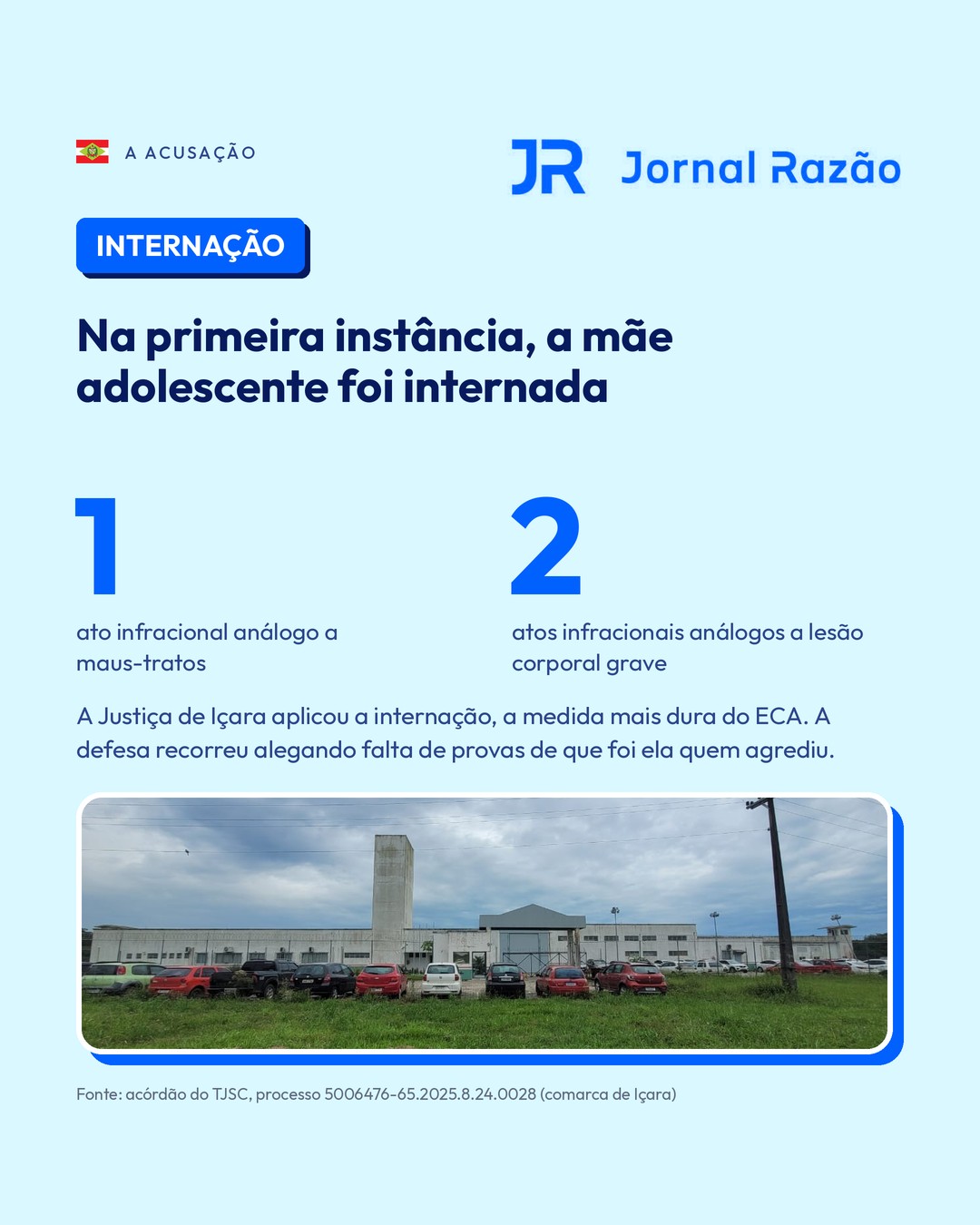 Na primeira instância, a mãe adolescente foi internada