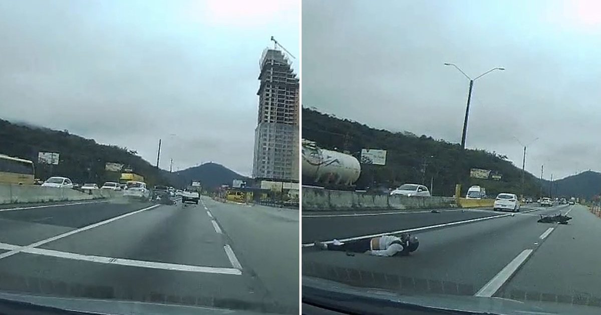 “Vai bater!”: motociclista bate na traseira de carro na BR-101, em frente à PRF de Itapema