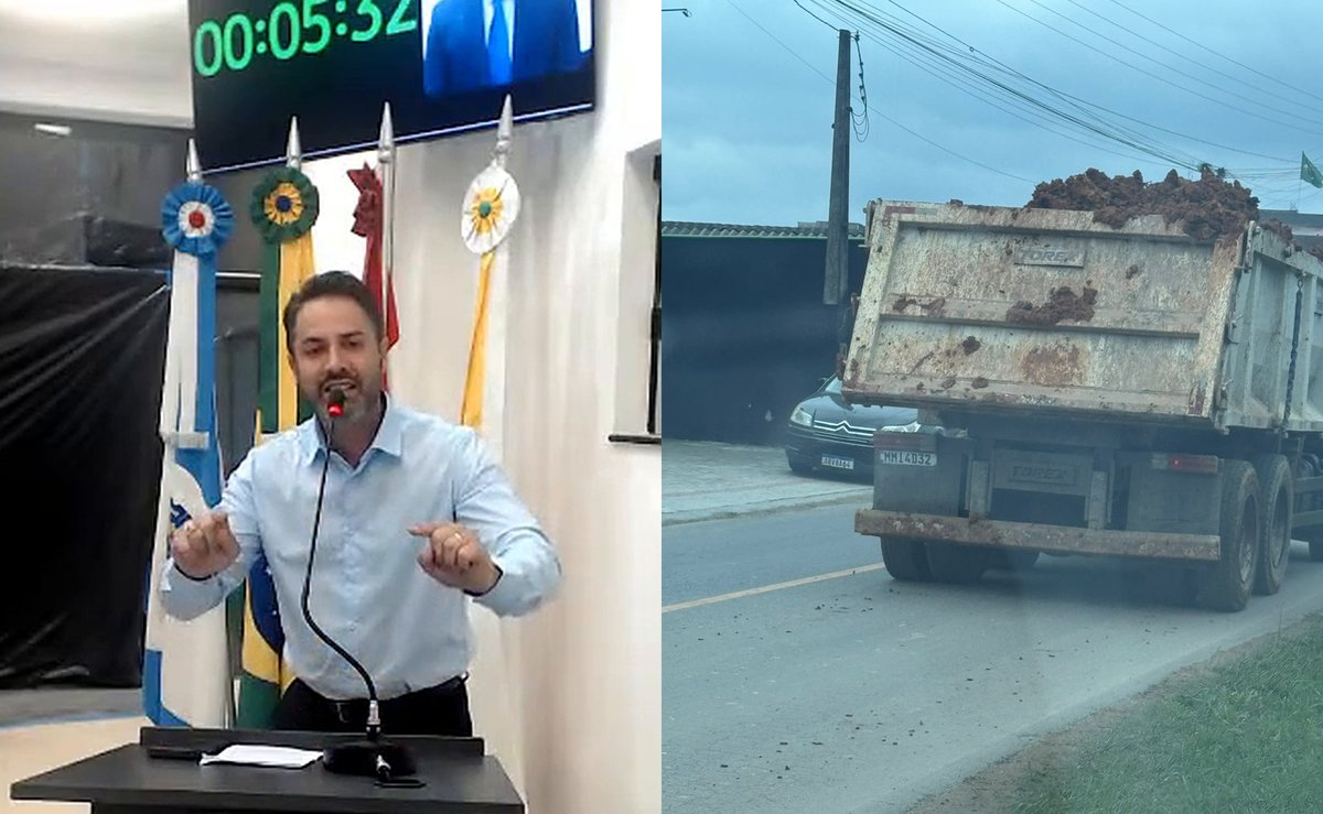 Vereador do PL denuncia secretário indicado pelo partido por usar caminhão público em terreno particular em SC