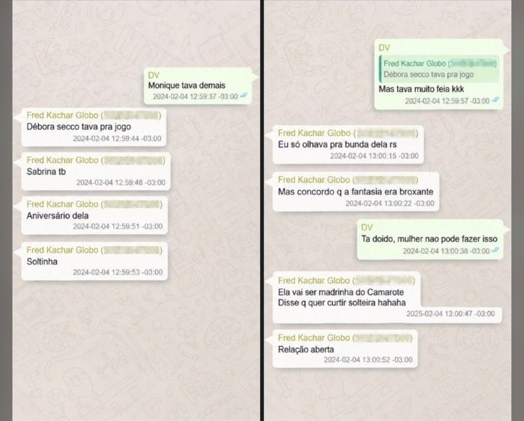 Prints da conversa de 4 de fevereiro de 2024 sobre Deborah Secco
